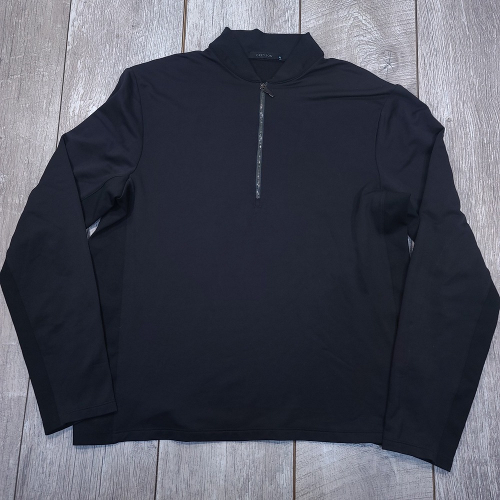 Greyson Siasconset Quarter Zip Pullover Men Size M Black Performance Long Sleeve